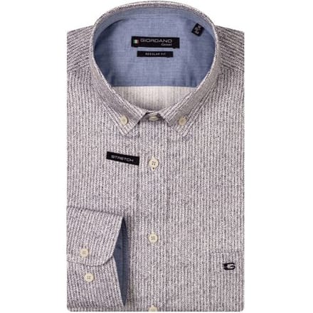 Giordano Overhemd Ivy Satin Stretch Linnen Look Herringbone Navy / male