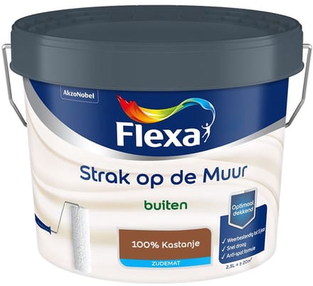 Flexa - Strak Op De Muur Buiten Zijdemat - 100% Kastanje - Mengverf - 2,5 L