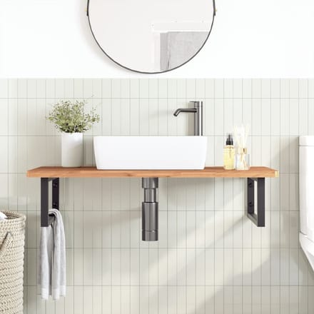 vidaXL - Badkamer - wandschap - staal - en - massief - beukenhout