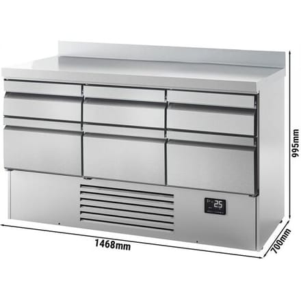 GGM Gastro Kühltisch Premium PLUS - 1460x700mm - 6 Schubladen - Aufkantung