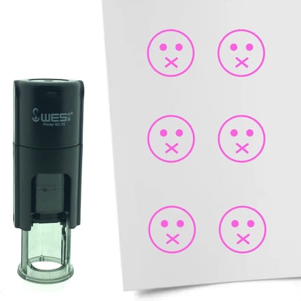 CombiCraft Stempel Smiley Mond Dicht 10mm rond - Roze inkt