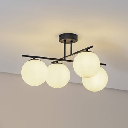 Domiluce Aurora plafondlamp, zwart, Ø 50 cm, 4-lamps, glas, E14