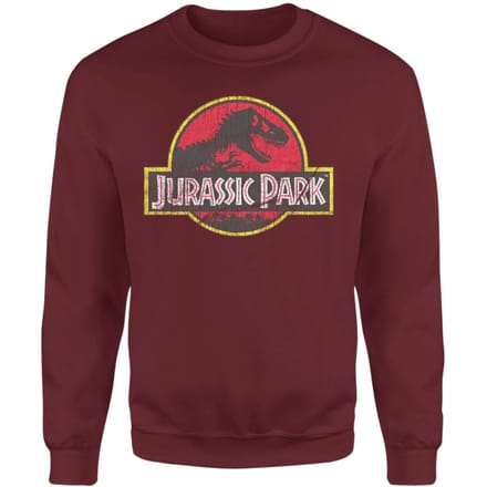 Jurassic Park Logo Vintage Sweatshirt - Burgundy - S