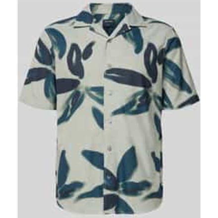 OLYMP Casual regular fit overhemd - korte mouw - popeline - olijfgroen dessin