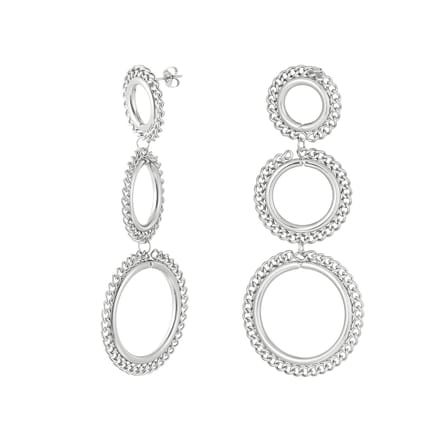 Bijoutheek Oorknoppen Triple Circle Chain Zilver