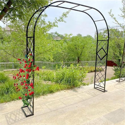 Rozenboog Metaal - Tuinboog Klimplant - Decoratie Bruiloft - Met Basis - 380x230cm - Wit