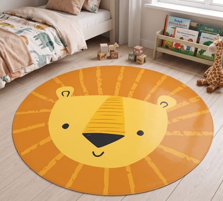 Vinyl | Vloerkleed vinyl rond | Leeuwtje | 95 cm Rond