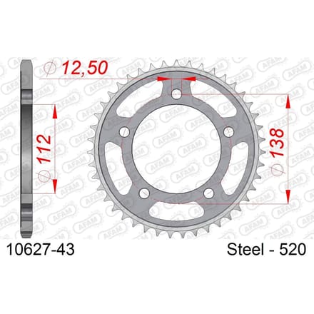 Stalen tandwiel Afam 520 43 dents
