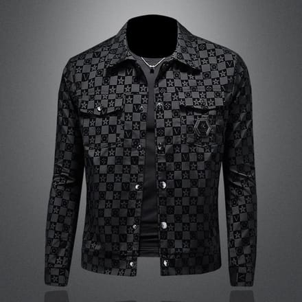 Veste de printemps pour homme grande taille à revers coupe slim L black
