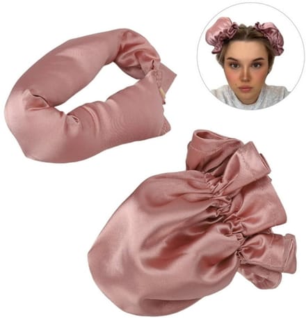 2 stuks - Eenvoudige Fohnborstel - Haarkrullers & -rollers- satijnen ribbon - Heatless - roze