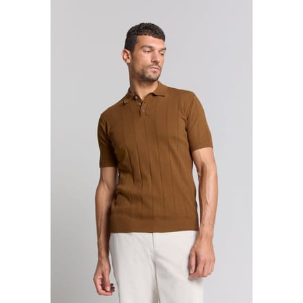 No Excess Pullover short sleeve polo button s camel