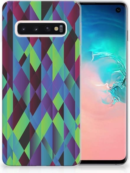 Samsung Galaxy S10 TPU Hoesje Abstract Green Blue
