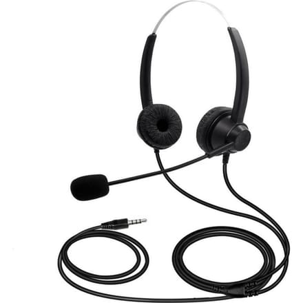 3,5 mm Bekabelde Computerheadset met Microfoon Dubbeloors Hoofdtelefoon Universeel Kantoor Callcenter zwart