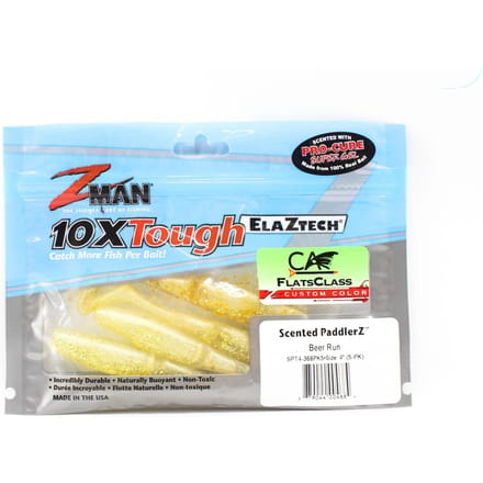 Zman Soft Lure Geurende PaddlerZ 4 Inch 5/Pack Beer Run (4684)