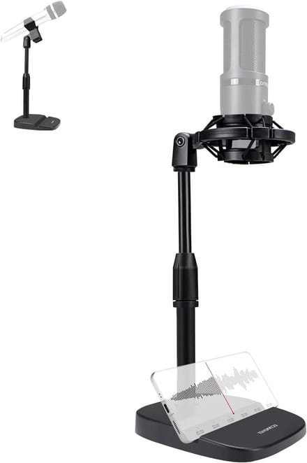 Verstelbare Microfoonstandaard voor Podcast en Gaming, Met Schokabsorber, Microfoonclip en Telefoonhouder, Ideaal voor Broadcast Studio