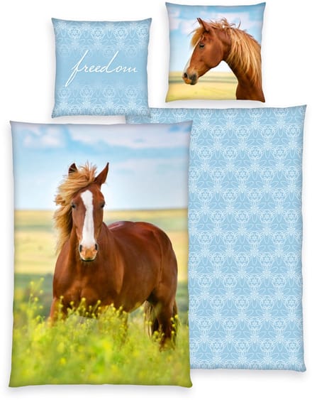 Dekbedovertrek Paard Blauw 135x200 cm incl 1 sloop 80x80 cm