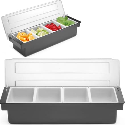 Organisateur de récipient pour barman pour accessoires de cocktails et de boissons, 4 compartiments