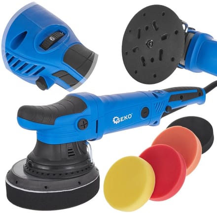 GEKO Dual Action Polijstmachine - 150mm Schijf - 7 Snelheden - Inclusief 4 Sponsen Set