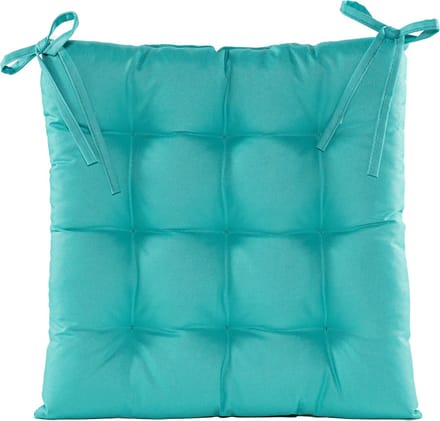 Anna's collection Stoelkussen gewatteerd - turquoise blauw - 38 x 38 cm - binnen/buiten
