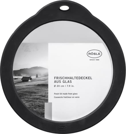 Rösle Glass lid 20 cm Clear/Black Glass/Silicone
