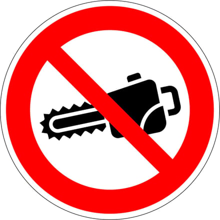 Kettingzagen verboden sticker 150 mm