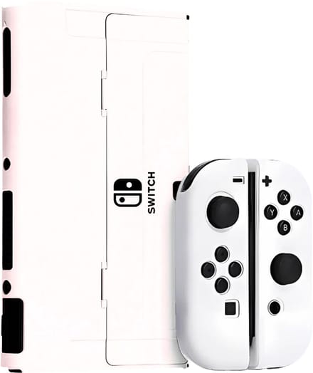 Xainy – Hard Case WIT geschikt voor Nintendo Switch OLED | Switch-games accessoires | beschermhoesje / cover voor de Nintendo Switch consoles | Screen protector & joycons pro controller grip inbegrepen