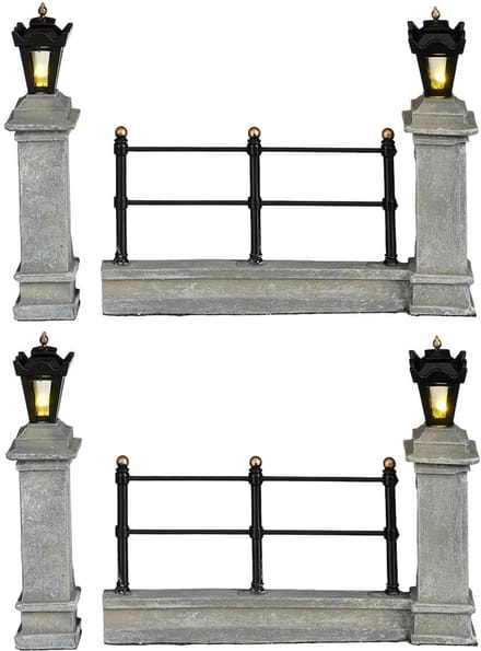 Luville - Fence Grey Lighted - Set van 4