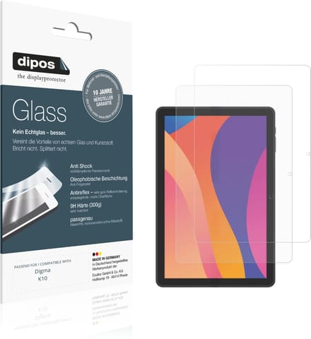 dipos – 2x Matte Pantserfolie geschikt voor Digma K10 | 9H Screenprotector