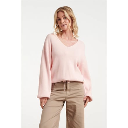 Smashed Lemon Gebreide top met v-hals en strikdetail |
