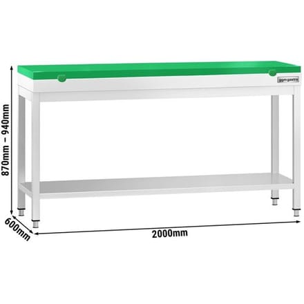GGM Gastro RVS werktafel PREMIUM - 2000x600mm - met onderschap - incl. snijplank Groen groen