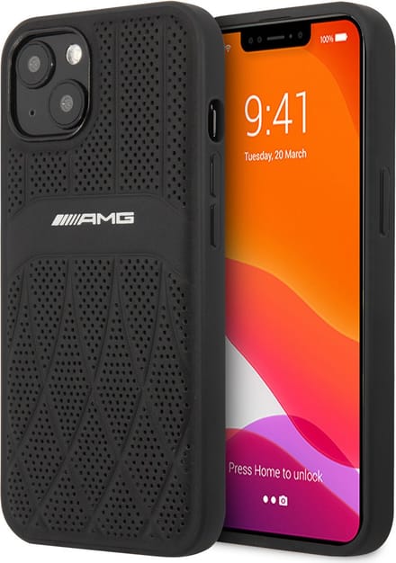 AMG hoesje voor iPhone 13 - Hardcase Backcover - Curved Lines - White Logo - Zwart