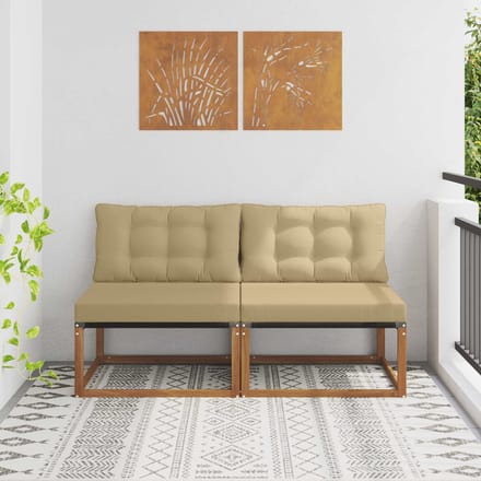 vidaXL - 2 - st - Buiten - Midden - Sofa - Massief - Acacia - Hout - Naturel