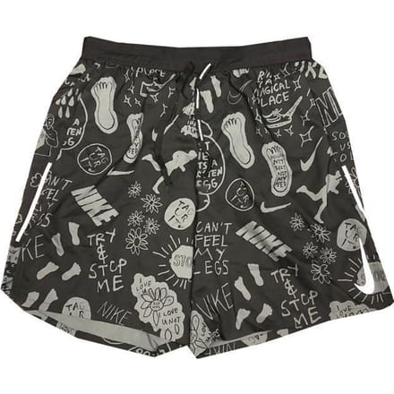 Nike Casual Atletische Straight-Leg Hardloopbroek met All-Over Print Heren Broeken Zwart AT7808-010 L gray