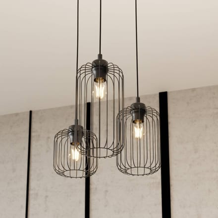 EMIBIG LIGHTING Hanglamp Vander, 3-lamps, Ø 30 cm, zwart, metaal, E27