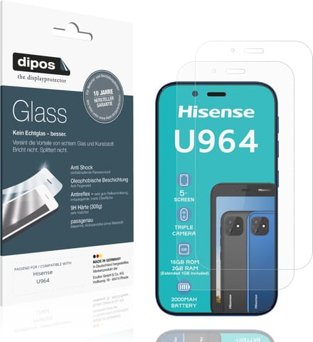 dipos – 2x Matte Pantserfolie geschikt voor Hisense U964 | 9H Screenprotector