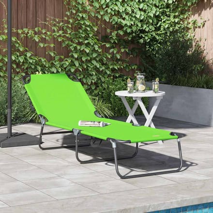 vidaXL - Opvouwbare - zonnebed - Groen - 188 - x - 57 - x - 86,5 - cm - Polyester