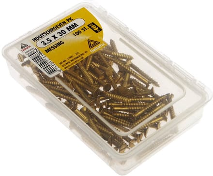 Deltafix houtschroef platkop messing 3.5 x 30 mm din 97 100 st.