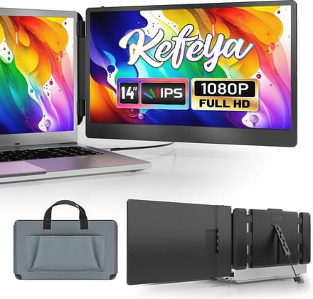 Draagbare Laptopmonitor 14 inch - FHD 1080P Dubbel Scherm voor Mac, Windows, Android en Linux