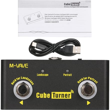 M-VAVE Cube Turner Draadloos paginadraaipedaal Oplaadbare muziekbladdraaier Ondersteunt Looper Type-C Interface zwart
