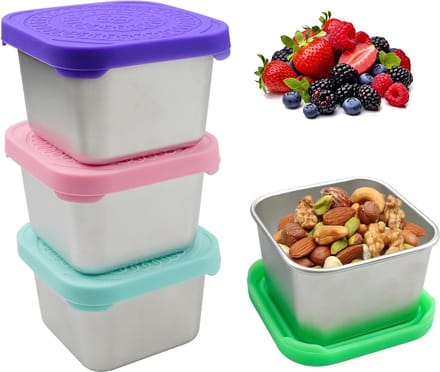 JGS ® Set van 4 Herbruikbare Snackdozen met Siliconen Deksel voor Diverse Voedingsmiddelen