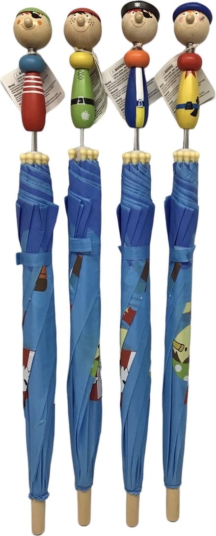 Piraat Kinderparaplu - Blauw - 4 verschillende hoofden