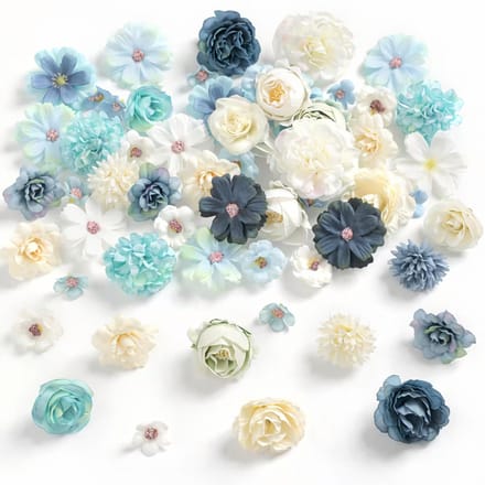 Grote Kunstbloemen Mix 2-8 cm - 50 Stuks - Blauw & Wit - Kasey