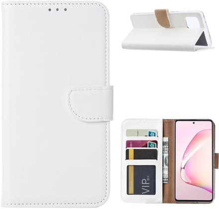 Hoesje Geschikt Voor Samsung Galaxy Note 10 Lite Hoesje met Pasjeshouder - Wit