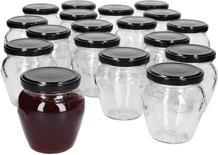 Set van 20 jampotjes Vaso Orcio 212ml + To63 deksel zwart