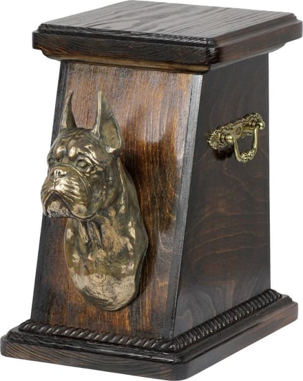 Elegante urn voor hondenas met beeld van Duitse Boxer