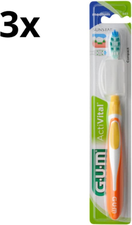 3x GUM ActiVital Tandenborstel Medium - Voordeelverpakking