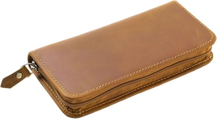 Leren Pennen Etui - Potlood Organizer - Kunstenaar Journal - Drie Vakken - 17x8x3 cm