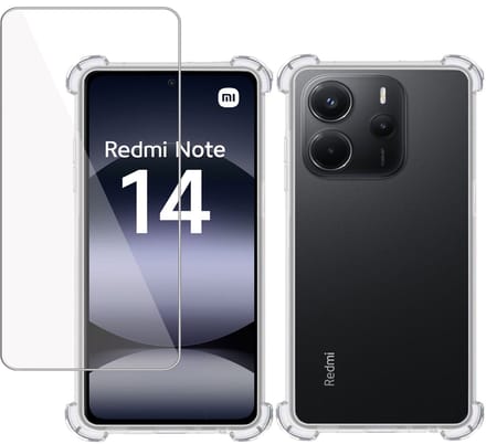 TechNow Hoesje + Screenprotector geschikt voor Xiaomi Redmi Note 14 – Tempered Glass - Extreme Shock Case Transparant