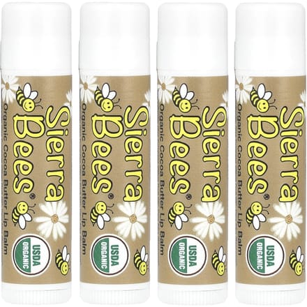 Baume à lèvres bio Sierra Bees, paquet de 4, 0,15 oz (4,25 g) Chaque beige