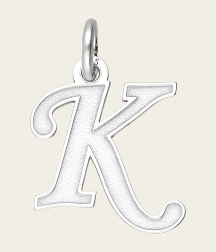 Zilveren letter K sierlijk mat-glans kettinghanger